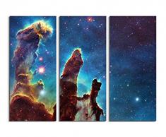 3 teiliges Leinwand-Bild 3x90x40cm (Gesamt 130x90cm) Künstlerische Fotografie – Leuchtende Galaxie auf Leinwand exklusives Wandbild moderne Fotografie für ihre Wand in vielen Größen
