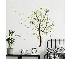 decalmile Wandtattoo Baum Wandaufkleber Grüner Blätter Wandsticker Schlafzimmer Wohnzimmer Sofa Hintergrund Wanddeko (H: 110 cm)