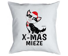 Goodman Design ® Mega cooles Kuschelkissen Dekokissen Sofakissen zur Weihnachtszeit - X-Mas Mieze - lustiges Weihnachtsgeschenk Kissen Polster
