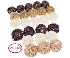 P Prettyia 25X Rattankugeln Rattan Kugeln Dekokugeln Rattan Ball Hochzeit Party Aufhängen Dekoration