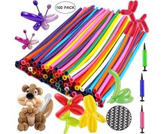 OOTSR Magic Luftballons, 100 Stück Modellierballons bunt Luftballon Original mit professioneller Luftpumpe und Augenaufkleber für Hochzeit Geburtstage Party