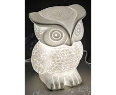 Formano Eule als Deko-Lampe Tischleuchte Nachttischlampe Nachttischleuchte Stimmungslampe Porzellan-Lampe Weiss 20