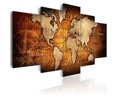 murando - Bilder 200x100 cm Vlies Leinwandbild 5 TLG Kunstdruck modern Wandbilder XXL Wanddekoration Design Wand Bild - Weltkarte Welt Landkarte Kontinente k-A-0062-b-n