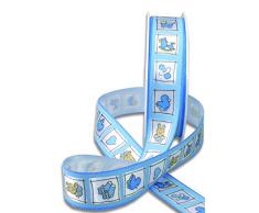 20 m Dekoband/Schleifenband/Geschenkband Natale blau für Taufe/Geburt Junge/Baby