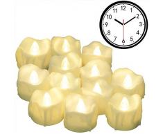 Led Kerzen mit timer, PChero 12 Stück LED Elektrische Teelichter Flammenlose Kerze mit CR2032 Batterien, Automatik Timerfunktion: 6 Stunden an und 18 Stunden aus [Warm weiß]