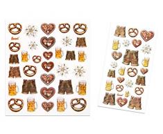 Logbuch-Verlag 57 Aufkleber bayerische Deko Sticker Bayern Party Oktoberfest Brezel Lederhose Bier Lebkuchenherz Etiketten selbstklebend Tourismus