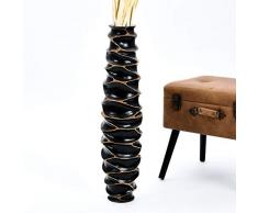 Leewadee Große Bodenvase für Dekozweige hohe Standvase Design Holzvase 75 cm, Mangoholz, schwarz