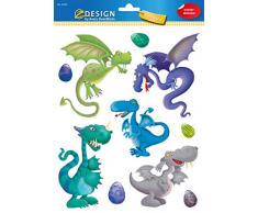 AVERY Zweckform 54992 Fensterbilder Drachen (9 Selbstklebende Fenstersticker, Fensteraufkleber und Deko für Fenster, Fensterfolie) mehrfarbig