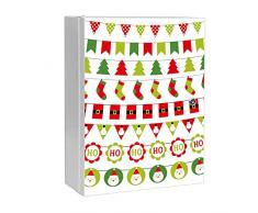 banjado XXL Medizinschrank abschliessbar | großer Arzneischrank 35x46x15cm | Medikamentenschrank aus Metall weiß | Motiv Weihnachtsgirlande mit 2 Schlüsseln | Gestaltung auf Front