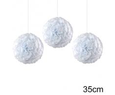 3er Set Pom Poms EinsSein® Large weiss DM 35cm Hochzeit Wedding Pompons Dekokugel
