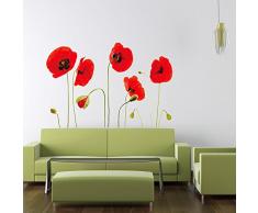 Walplus Wandaufkleber, entfernbar, Klatschmohn, Rot