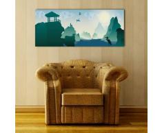 Leinwandbild Panorama Nr. 125 chinesische Landschaft 100x40cm, Keilrahmenbild, Bild auf Leinwand, China Asien Fluss