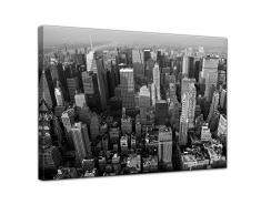 Wandbild - Skyline von New York - Bild auf Leinwand 80 x 60 cm - Leinwandbilder Bilder als Leinwanddruck Städte & Kulturen Amerika - New York - Manhattan - schwarz weiß