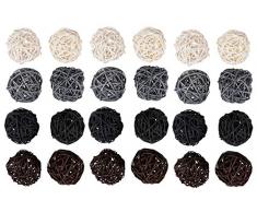 Juvale Dekorative Rattankugeln (Set, 24 Stück) – Hübsche Tischdekoration, Vasen-Füller, zum Basteln, als Weihnachts- oder Blumenschmuck - 4 Farben, 4,8 x 4,5 x 4,5 cm