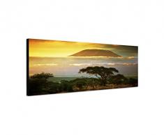 Panoramabild auf Leinwand und Keilrahmen 150x50cm Afrika Kilimandscharo Sonnenuntergang Natur
