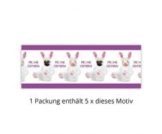 5 Humor Oster Transparentlichter| Teelichthalter| kleine Transparentpapier Leuchten mit Mops und Schwein als Osterhasen, lila