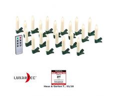 Lunartec LED Christbaumkerzen: 20er-Set LED-Weihnachtsbaum-Kerzen mit IR-Fernbedienung, Timer, weiß (Tannenbaumkerzen)
