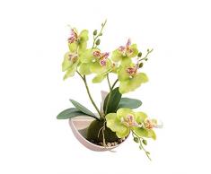 Velidy Künstliche Schmetterling Orchidee Topfpflanzen Seidenblume mit Kunststofftöpfen Moos Home Balkon Dekoration Vase Set Hochzeit Deko grün