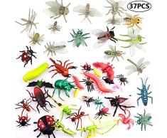 BESTZY 37pcs Insekten Tiersammlung Figuren Aufstellfiguren Tierfiguren Gummitiere Tier