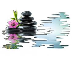 3D Wandtattoo Wellness Orchidee Steine Wasser Feng Shui Yoga selbstklebend Wandbild sticker Wand Aufkleber 11H900, Wandbild Größe F:ca. 97cmx57cm