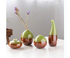 WFM Keramikvase Hydrokultur-Pflanzenvasen für Blumen, Dekoration, Heimdekoration, Zubehör A003 Grün 1 Set