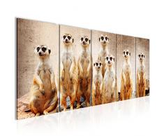 Bilder Afrika Erdmännchen Wandbild 200 x 80 cm - 5 Teilig Vlies - Leinwand Bild XXL Format Wandbilder Wohnzimmer Wohnung Deko Kunstdrucke Braun - MADE IN GERMANY - Fertig zum Aufhängen 005555a