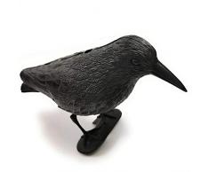 Faimex Vogelschreck wirksame Vogelabwehr Vogel Atrappe aus Plastik gegen Tauben Kunststoff Rabe in schwarz schwarzer Taubenschreck Rabenschreck Abwehr für Balkon und Garten Tierfigur