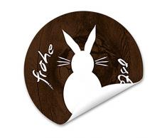 48 Stück braun rot weiße FROHE OSTERN Osterhase Osteraufkleber - Aufkleber selbstklebende Etiketten Sticker - Verzierung Verpackung Deko Osternest Hase vintage nostalgie mit Herz für Geschenke