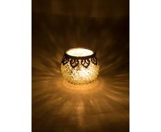 Home&Decorations Teelichtglas, Glas, Silber, 10cm