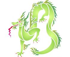 Dragon Schablone, wiederverwendbar, Oriental Chinesischer Drache Asien Wandbild – Vorlage, auf Papier Projekte Scrapbook Bullet Tagebuch Wände Böden Stoff Möbel Glas Holz usw. m