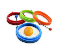 Limeow Ei Kochen Ringe Silikon Ei Ringe New Egg Ring Ei Ring Antihaft Silikon Ei Ringe Runde Silikon Ei Pfannkuchen Pfannkuchen Ringe perfekte Spiegelei Mold oder Pfannkuchen Ringe, 4 Stück, 4 Farben
