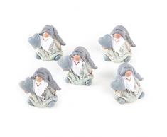 Logbuch-Verlag 5 Stück kleine Mini weiß goldene-farbene Weihnachts-Wichtel 5 cm als Weihnachts-Deko Zierschmuck weihnachtlich give-away Weihnachtsdekoration