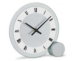 AMS Quarzpendel-Tischuhr, Holz, Silber, 30 x 24 x 12 cm