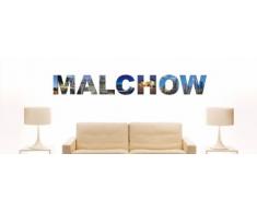 Wandtattoo farbige Wandschrift Städtename Malchow mit Sehenswürdigkeiten 180 x 23 cm Länge