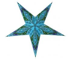 Guru-Shop Faltbarer Advents Leucht Papierstern, Weihnachtsstern Marwin Türkis, 60x60x20 cm, Star Fensterdeko, 5 Spitzen