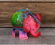 Trendshop-online Elefant Groß aus Metall 22 cm Metalldeko Dekofigur Eisenfigur Hängenelefant Deko Haus Garten Glück Pink