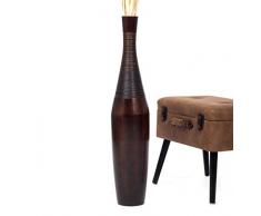 Leewadee Große Bodenvase für Dekozweige hohe Standvase Design Holzvase 90 cm, Mangoholz, braun