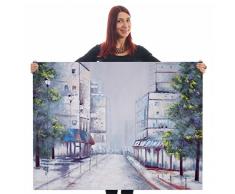 Ölgemälde Ortschaft, 100% handgemaltes Wandbild Gemälde XL, 120x90cm