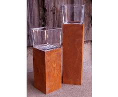 Dekostüberl Rostalgie Edelrost Windlicht Säule mit Glasaufsatz klein H20cm, inkl. Herz 8x6cm Beleuchtung Kerze Deko-Objekt