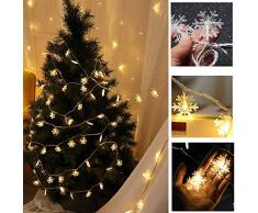 LED Lichterkette Schneeflocke - 6M 40 LED, Nakeey Weihnachten Schneeflocke Lichterketten mit Usbbedienung Warmweiß Wasserdicht Beleuchtung Stimmungslichter für Garten Weihnachtsbaum Innen Außen