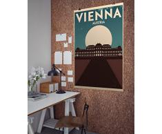 artboxONE Poster 60x40 cm Städte Städte / Wien Reise Reise / Länder Retro Vienna beige hochwertiger Design Kunstdruck - Bild Städte Städte / Wien Reise Reise / Länder von Kursat Unsal