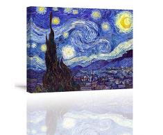 Piy Painting Starry Night by Van Gogh Ölgemälde Reproduktion Wandbilder Abstrakte Landschaft Bilder und Kunstdrucke auf Leinwandbild Home Deko für Schlafimmer Küche 30x40cm