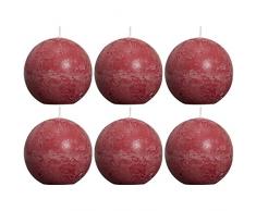 bolsius 103868090344 Rustik Kugelkerze, Ø 8 cm, altrot (6er Pack)