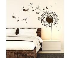 ilka parey wandtattoo-welt® Wandtattoo Wandaufkleber Wandsticker Wandbild Aufkleber Sticker Pusteblume mit Schmetterlingen, Federn und Punkten M1920 ausgewählte Farbe: *dunkelgrau* ausgewählte Größe: *M - 126cm breit x 112cm hoch*