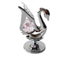 Crystocraft Dekofigur Schwan, Kristall, mit Swarovski-Kristallen, silberfarben / verchromt, inkl. Geschenkbox