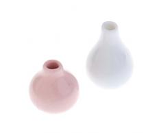 2er/Set 1/12 Puppenhaus Dekoration - Miniatur Vase Blumenvasen aus Porzellan - 2 Farben - Weiß + Pink