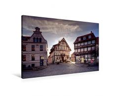 Calvendo Premium Textil-Leinwand 90 cm x 60 cm quer, Marktplatz Osterwieck | Wandbild, Bild auf Keilrahmen, Fertigbild auf echter Leinwand, Leinwanddruck Menschen Menschen