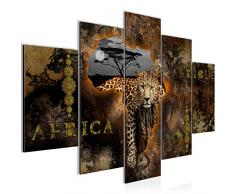 Bilder Afrika Wandbild Vlies - Leinwand Bild XXL Format Wandbilder Wohnzimmer Wohnung Deko Kunstdrucke Braun 5 Teilig - MADE IN GERMANY - Fertig zum Aufhängen 022653a