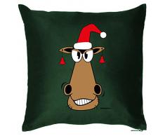 Kissen mit coolem weihnachtsmotiv - Rentiergesicht mit Zipfelmütze - Geschenk - Zierkissen für Couch und Bett