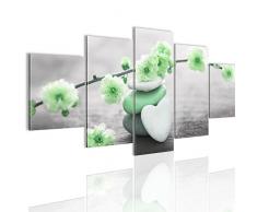 NEU! Bilder 200 x 100 cm - Feng Shui Bild - Vlies Leinwand - Kunstdrucke -Wandbild - XXL Format - mehrere Farben und Größen im Shop - Fertig Aufgespannt !!! 100% MADE IN GERMANY !!! - Steine Blume Herz 500151b